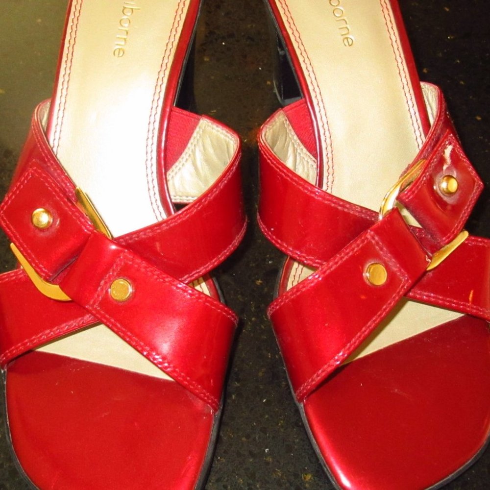 LIZ CLAIBORNE WOMEN'S HIGH HEEL SANDAL RED PATENT